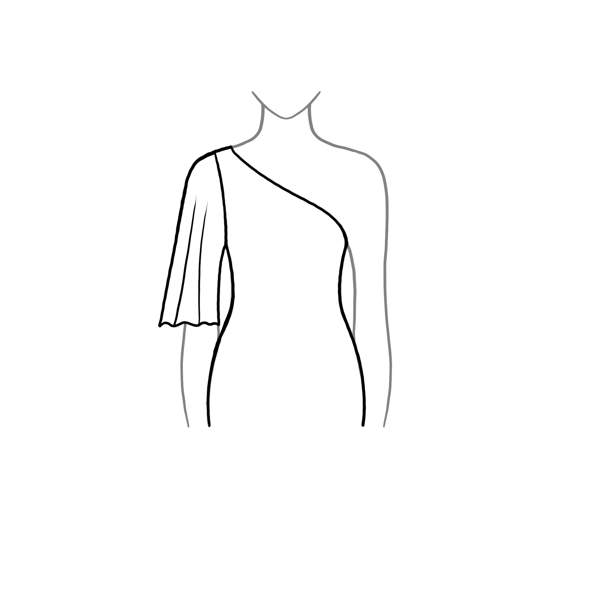 One Shoulder Flared Elbow.png Sleeve